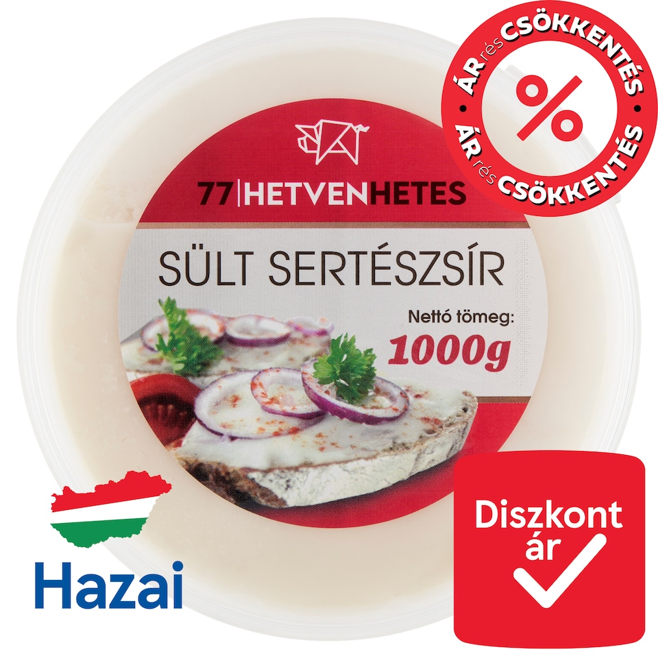 Hetvenhetes sült sertészsír 1000 g