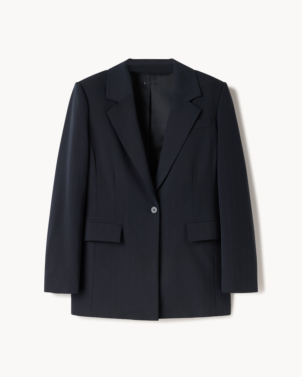image 1 of F&F Pinstripe Co-ord Blazer in Navy