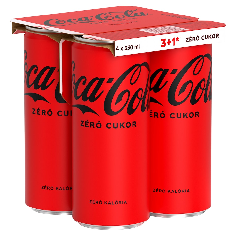 Coca-Cola Zero colaízű energiamentes szénsavas üdítőital édesítőszerekkel 4 x 330 ml