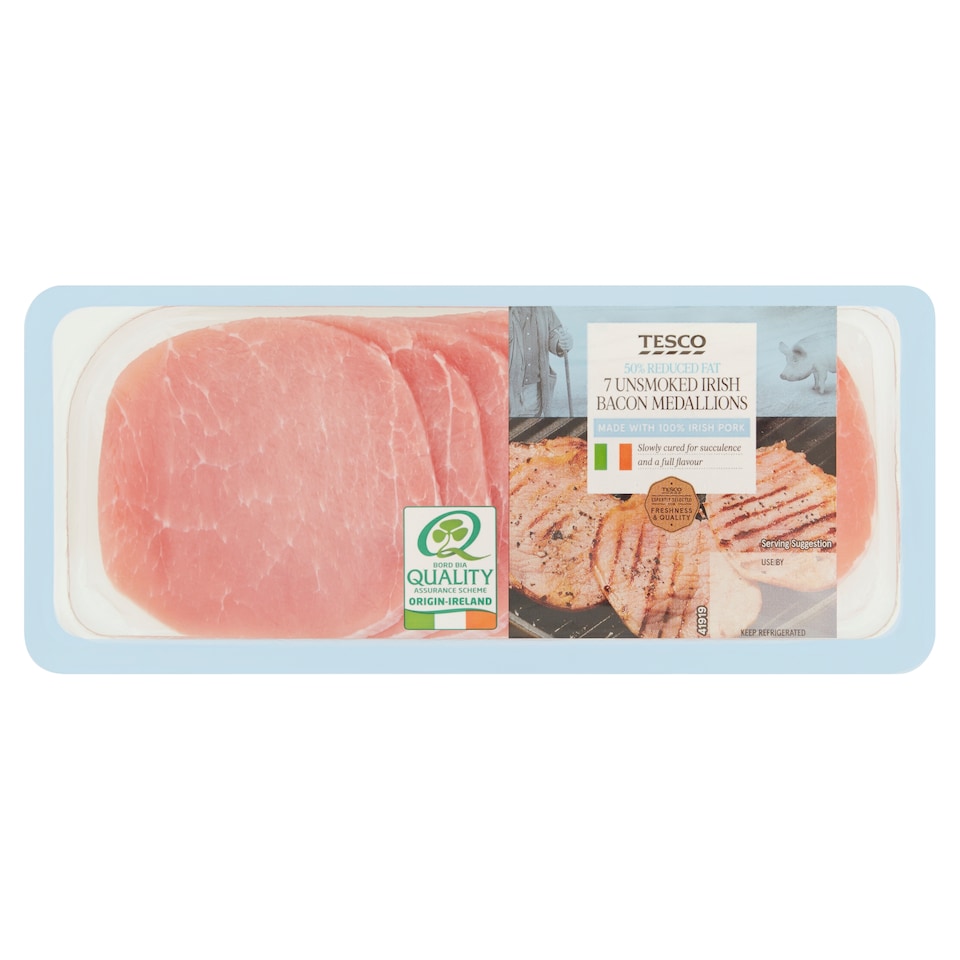 Tesco Irish Unsmoked Bacon Medallions 200G