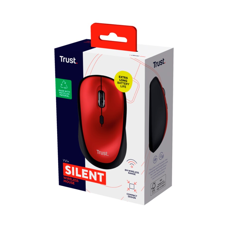 Trust Yvi+ Red Silent Wireless Mouse