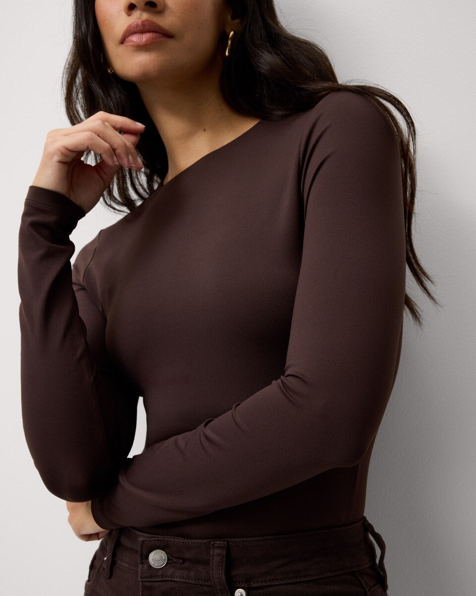 image 1 of F&F 2-Pack Polyamide Crew Neck Long Sleeved Bodysuits in Multi Brown