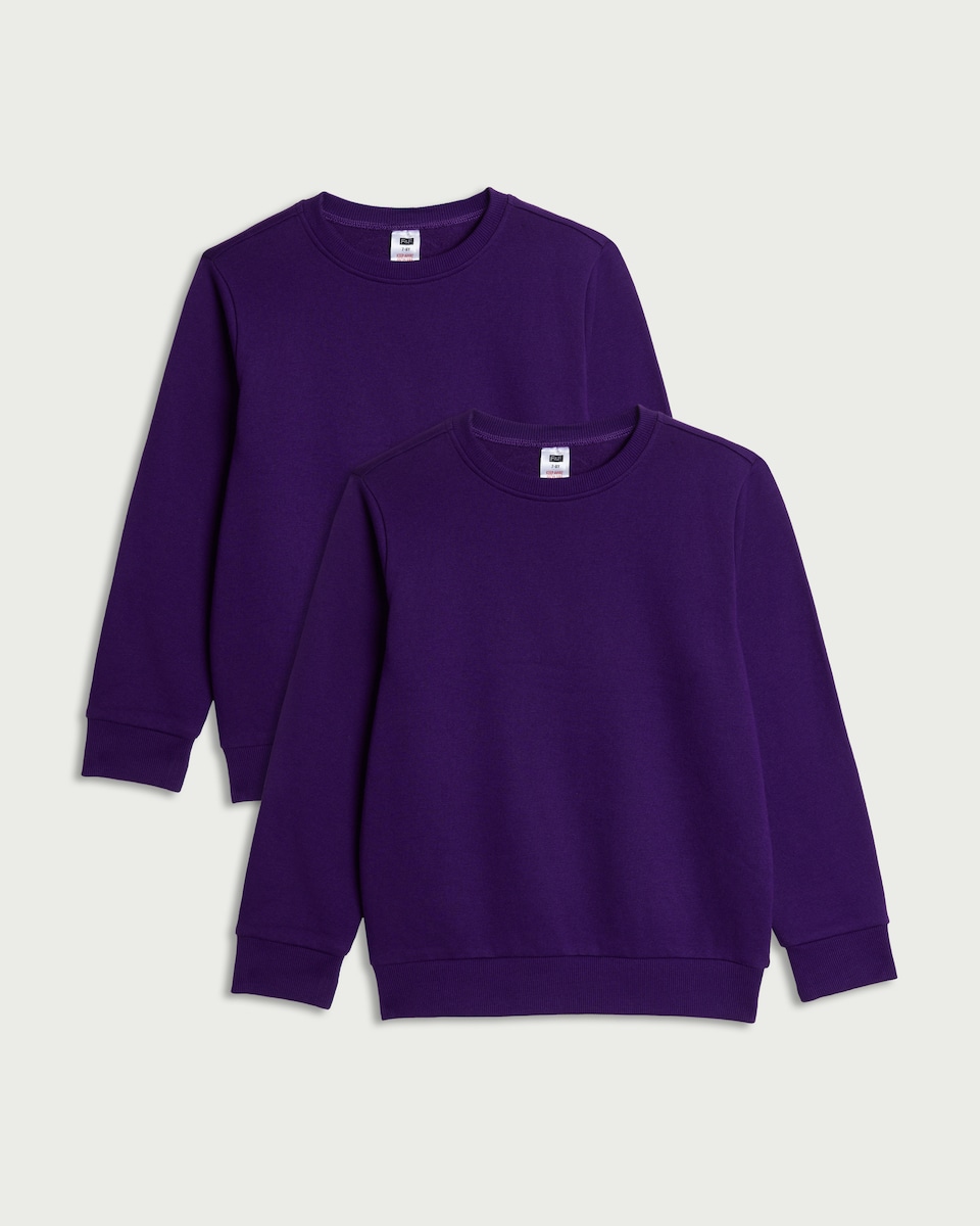 image 1 of F&F School Unisex 2-Pack Cotton Rich Sweatshirts in Purple