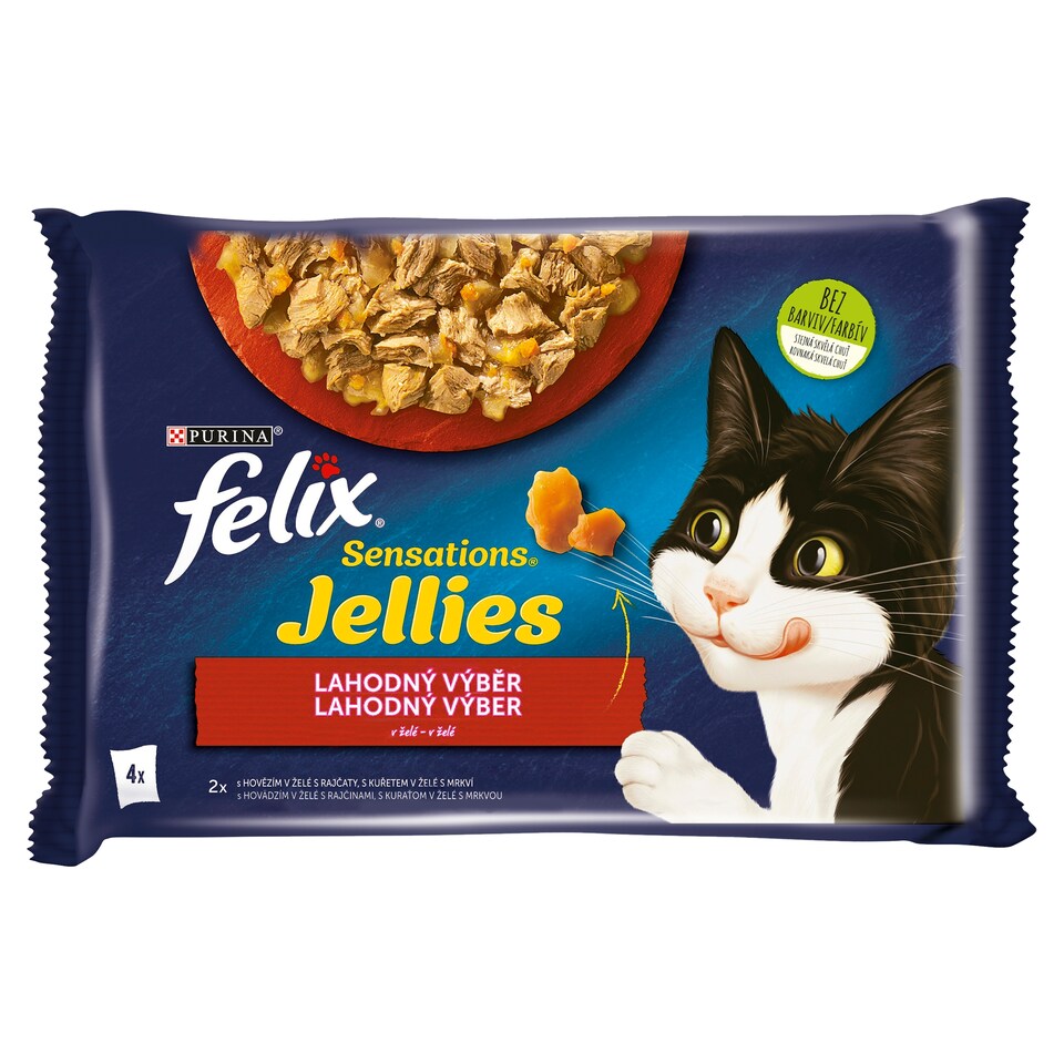 FELIX Sensations Jellies with Beef in Jelly with Tomatoes + Chicken in Jelly with Carrots 4 x 85g