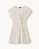 image 4 of F&F Textured Polka Dot Mini Dress in Cream