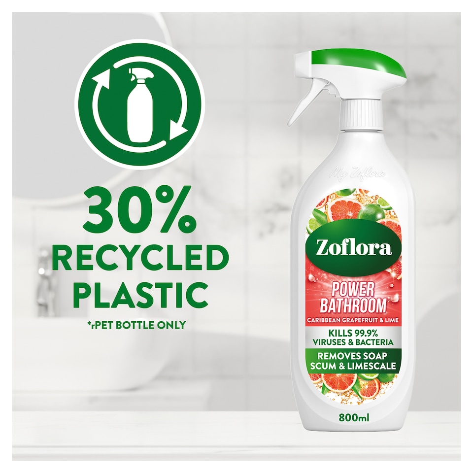 image 1 of Zoflora Power Bathroom Cleaner Caribbean Grapefruit & Lime 800ml