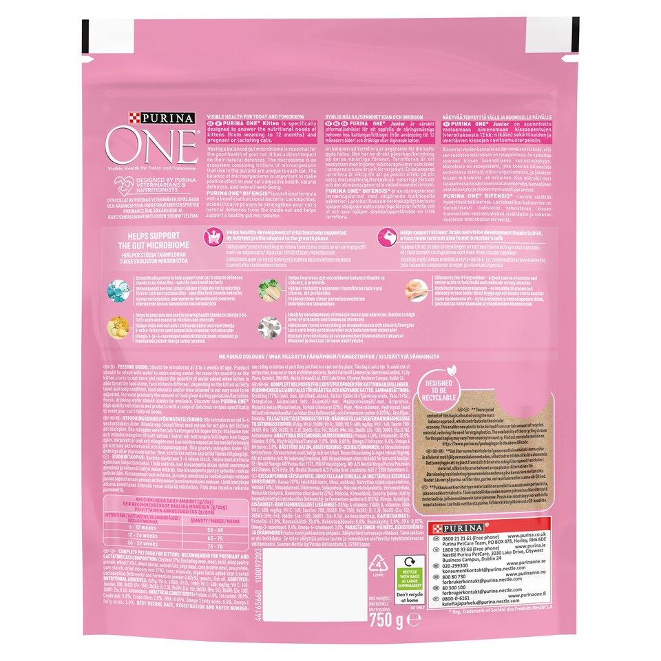 image 1 of Purina One Kitten Dry Cat Food Chicken 750G