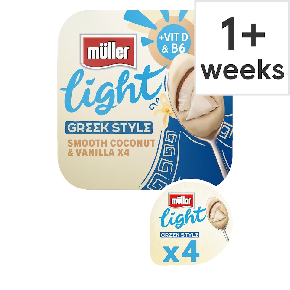 image 1 of Muller Light Greek Style Yogurt - Smooth Coconut & Vanilla 4x115g