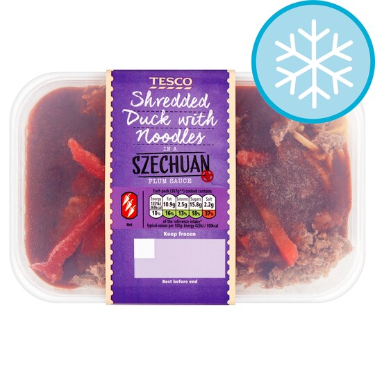 Tesco Shredded Duck Noodles In Szchuah Plum Sauce 400G Tesco Groceries