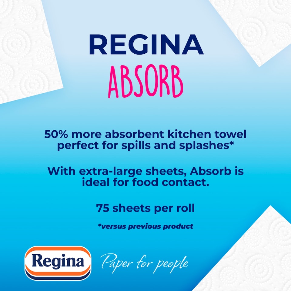 image 1 of Regina Absorb Kitchen Roll 150 Supersized Sheets 2 Roll