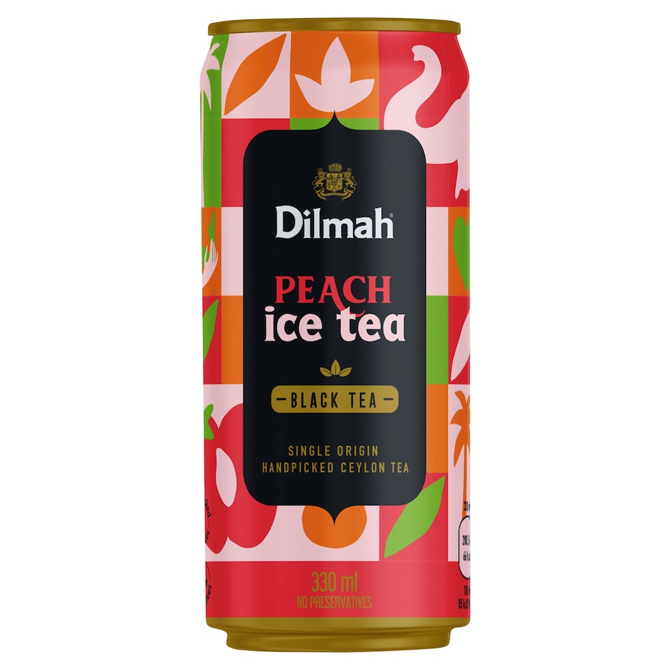 Dilmah Peach Ice Tea nesýtený nealkoholický nápoj s extraktom čierneho čaju 330 ml