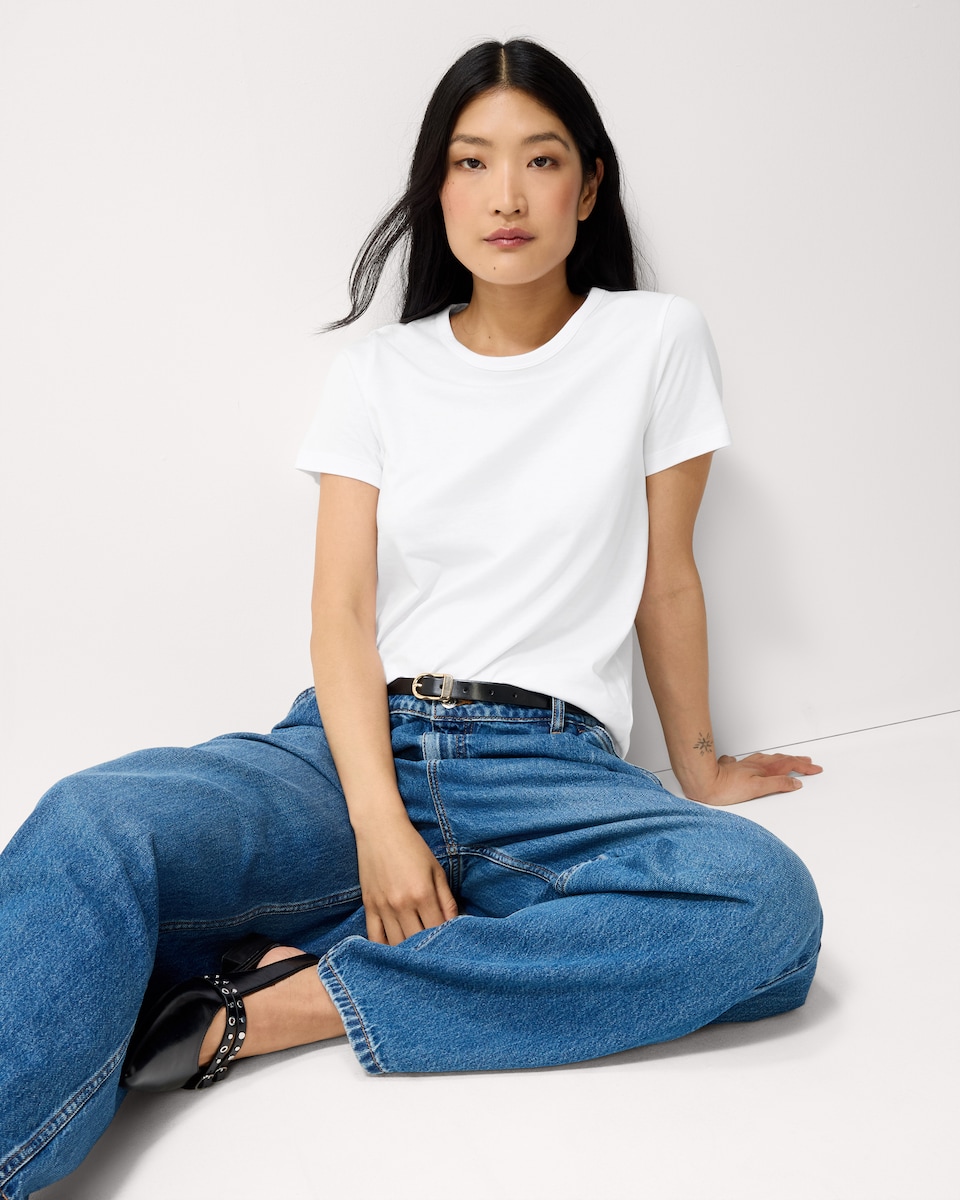 image 1 of F&F Pure Cotton Short Sleeved T-Shirt in White