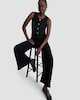 image 1 of F&F Textured Wide Leg Trousers in Black
