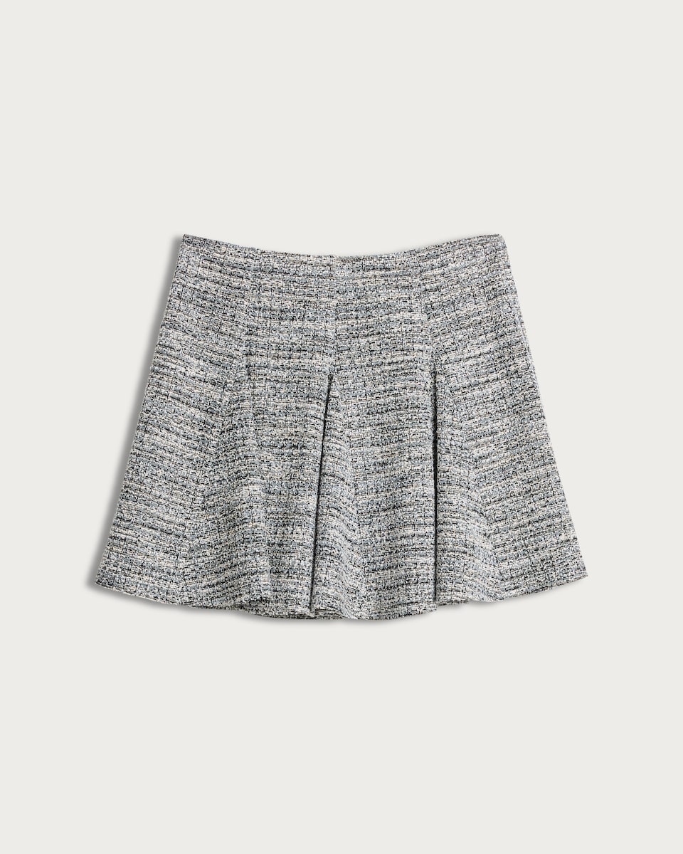 image 1 of F&F Boucle Textured Pleated Mini Skirt in Multi Grey