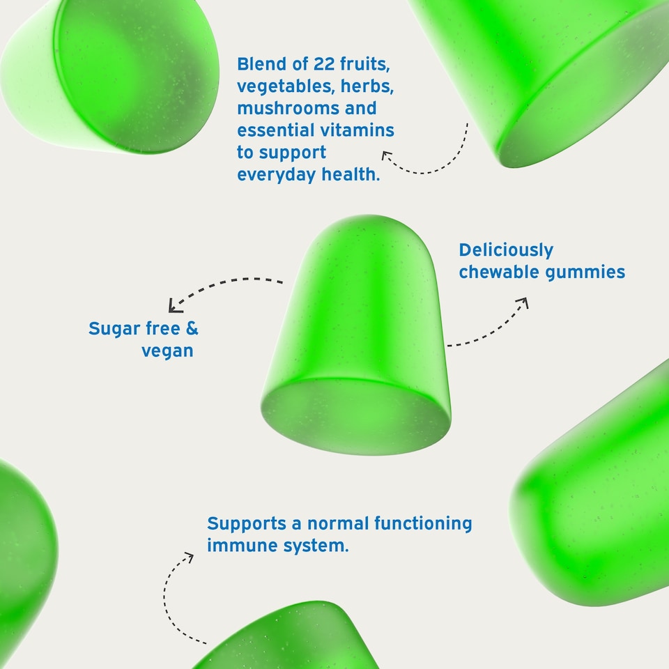 image 1 of Nutriburst 60 GreenVita Apple Flavour Gummies
