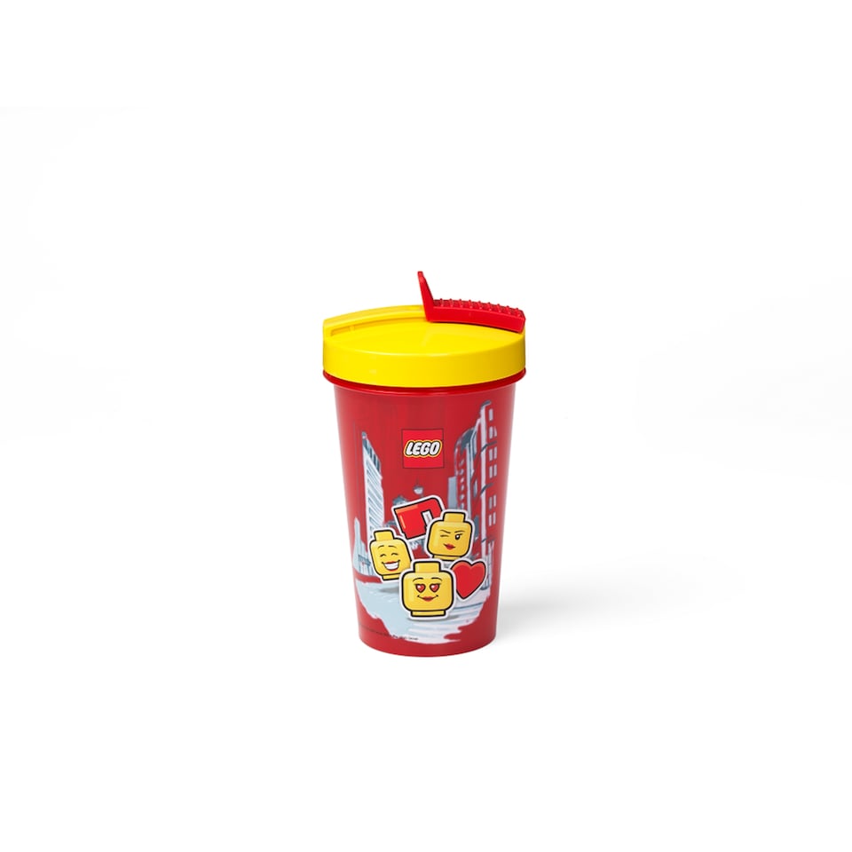 image 1 of Lego Tumbler with Straw Transparent Red Iconic Girl 500 ml