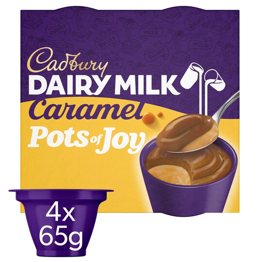 Cadbury Dairy Milk Pot Of Joy Caramel Dessert 4Pack 260G Tesco Groceries