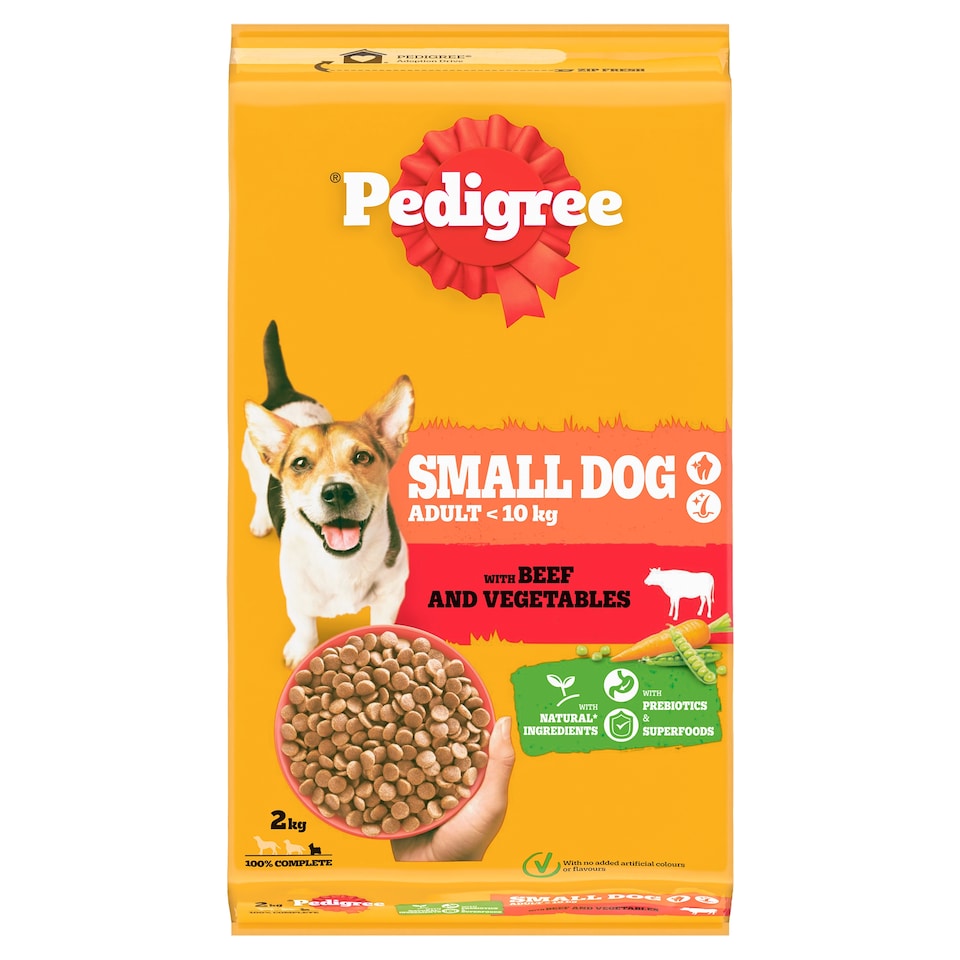 Pedigree Dry Small Dog Food Beef And Vegetables 2Kg