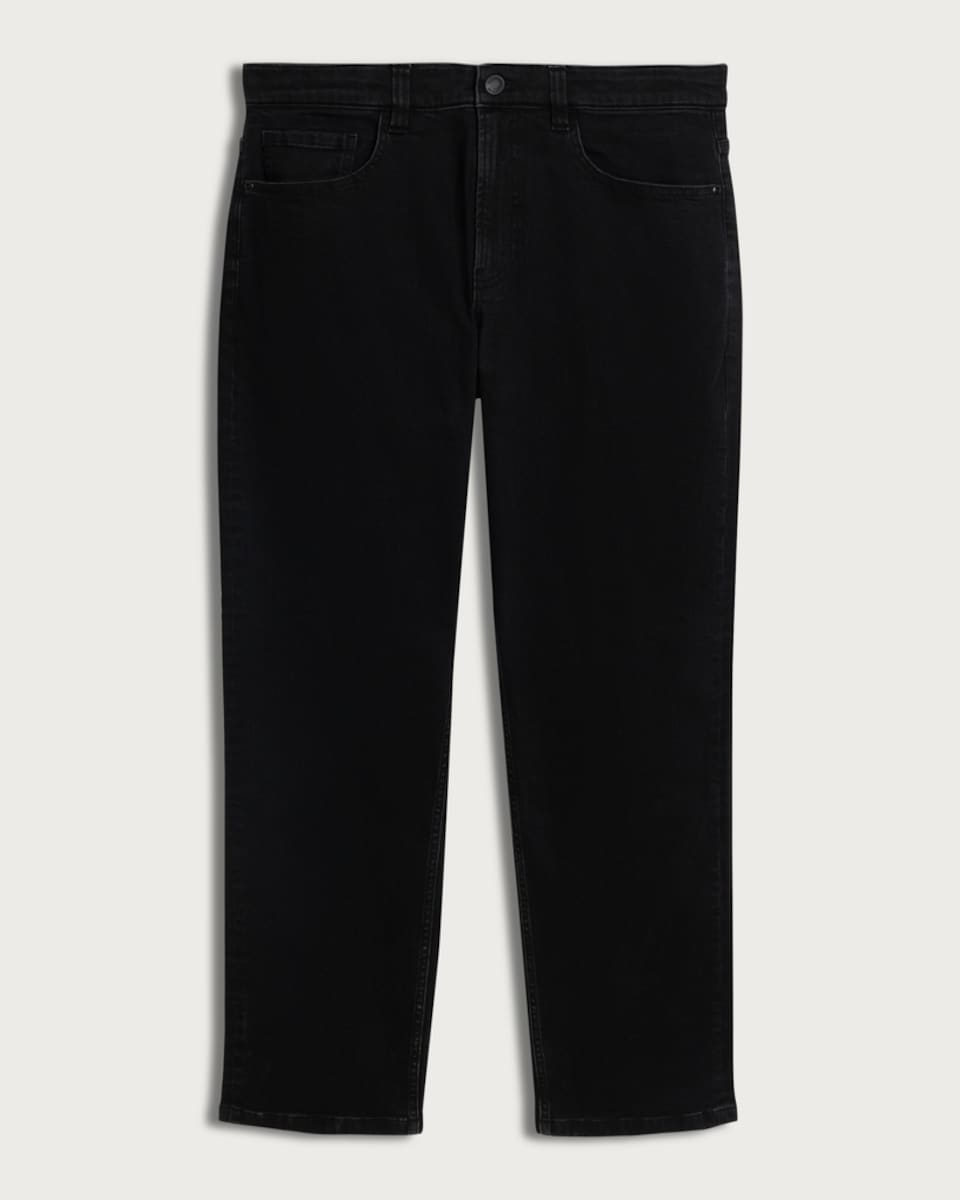 image 1 of F&F Cotton Rich Relaxed Leg Jeans in Black