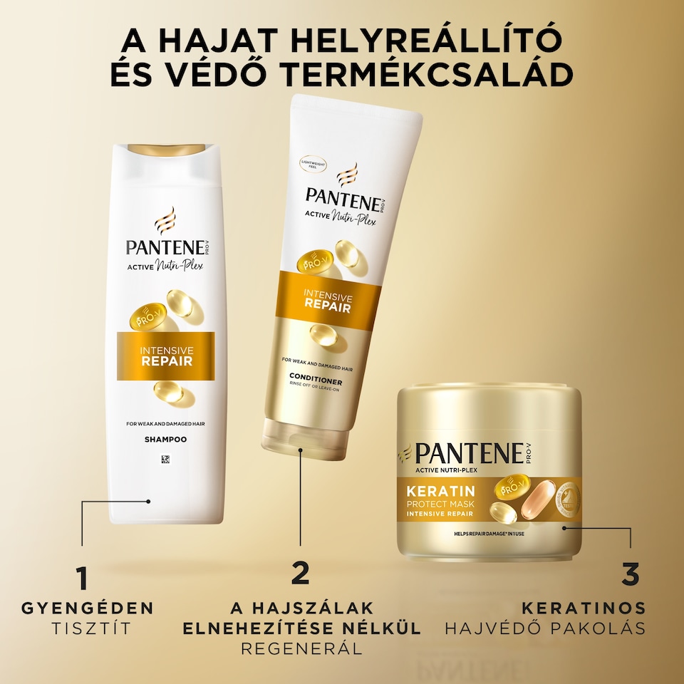 Pantene Pro-V Intensive Repair sampon, Pro-V formula+antioxidánsok, gyenge és sérült hajra, 400ml 1. kép