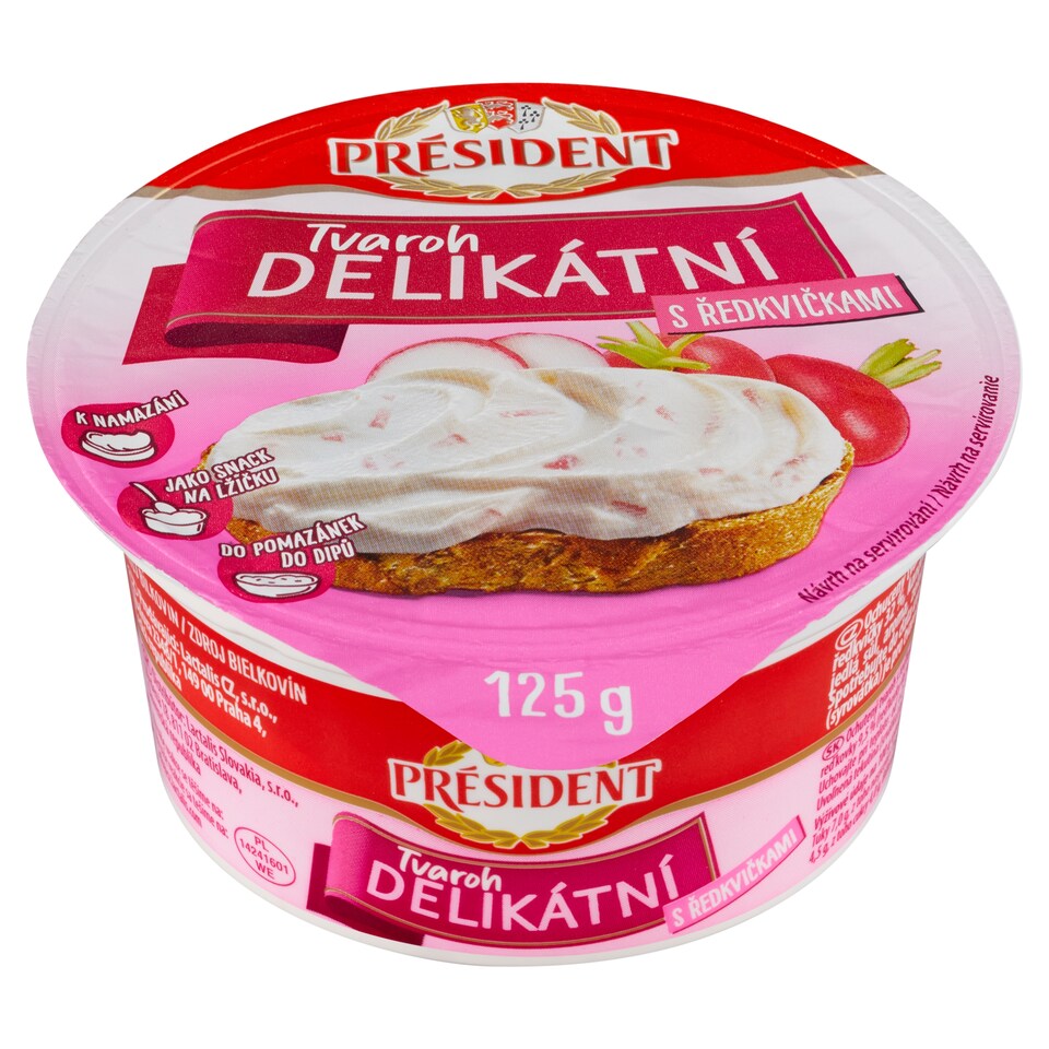 Obrázek 1 pro produkt Président Tvaroh delikátní s ředkvičkami 125g