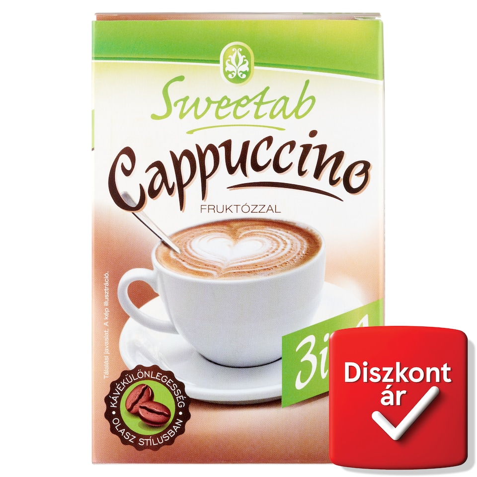 Sweetab 3in1 Cappuccino azonnal oldódó kávéspecialitás fruktózzal 10 x 10 g (100 g)