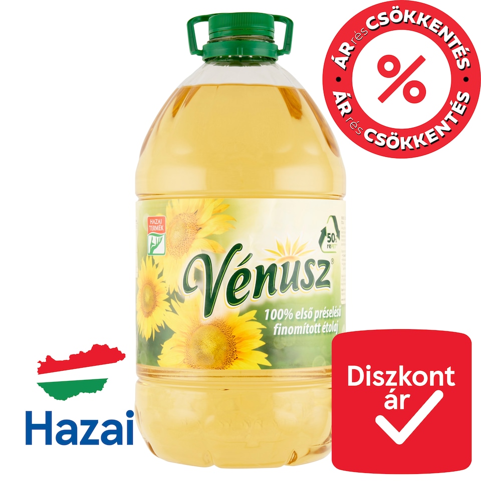 Vénusz 100% első préselésű finomított napraforgó-étolaj 5 l  1. kép