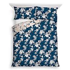 F&F Home Bedding Navy Painted Floral Duvet Set Double