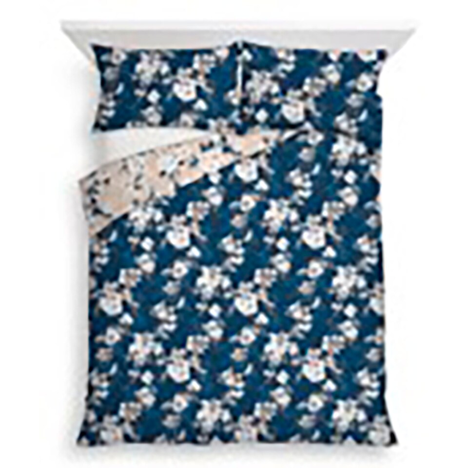 F&F Home Bedding Navy Painted Floral Duvet Set Double