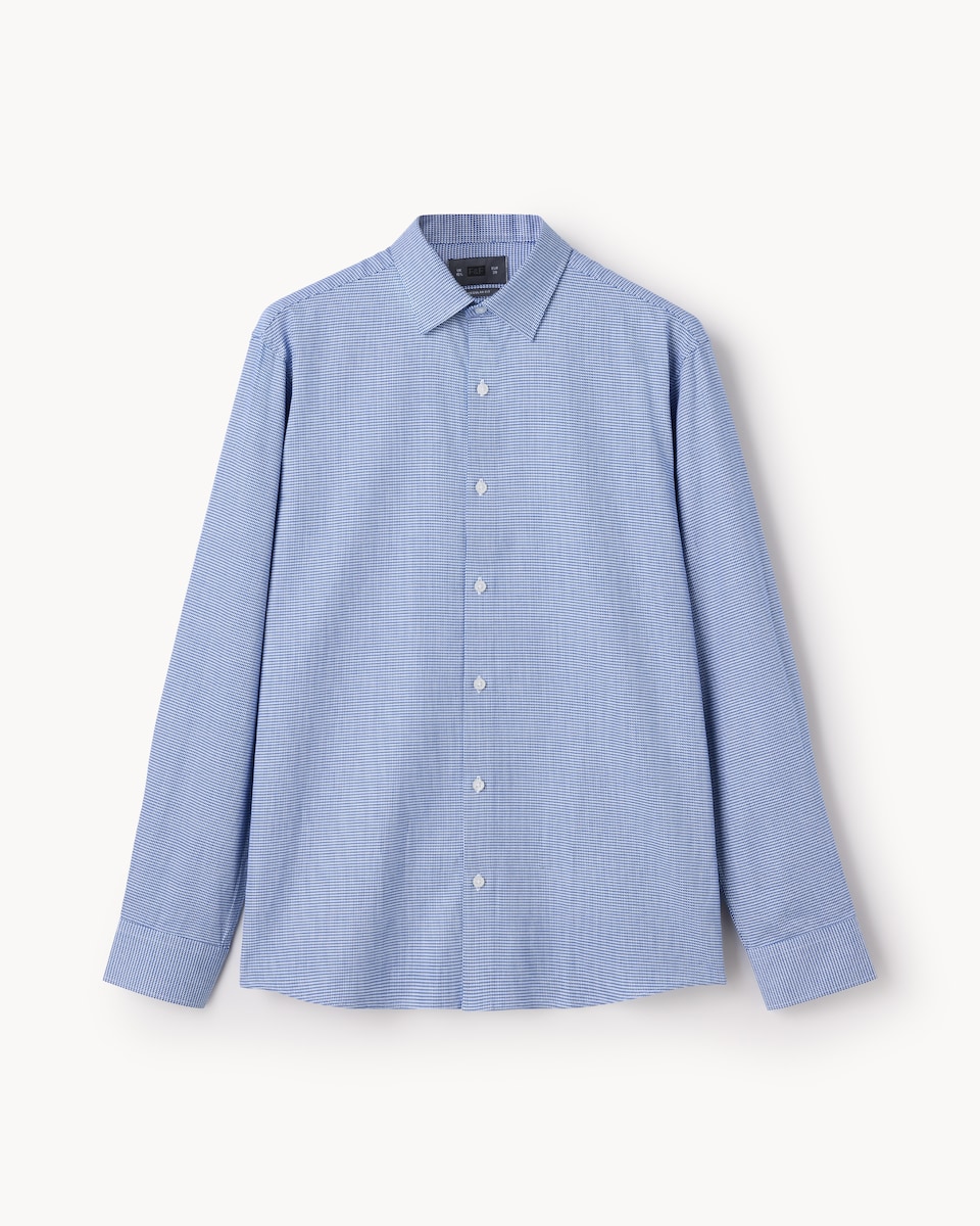 image 1 of F&F Pure Cotton Textured Regular Fit Shirt in Blue