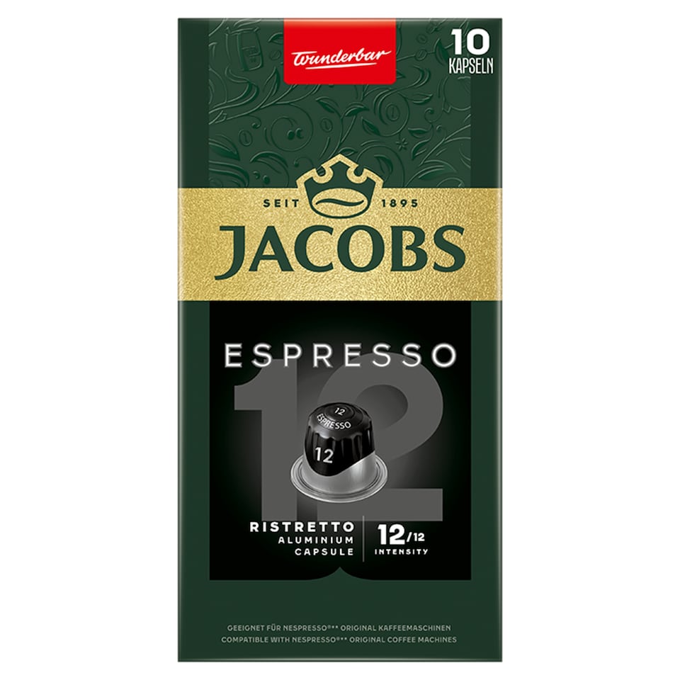 Jacobs Espresso Ristretto őrölt-pörkölt kávé kapszulában 10 db 52 g