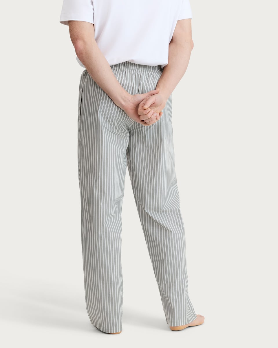 image 1 of F&F Pure Cotton Stripe Print Pyjama Bottoms in Khaki