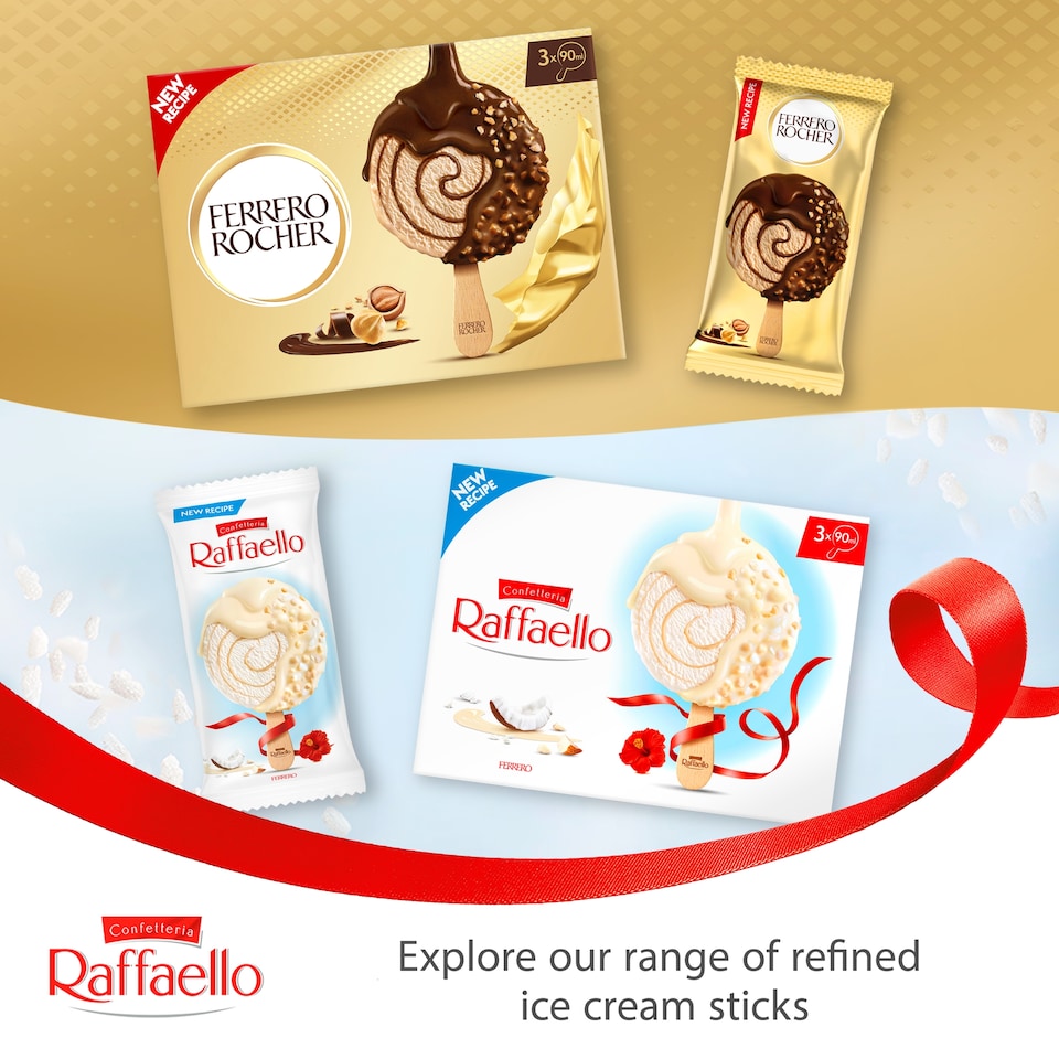 image 1 of Ferrero Raffaello Ice Cream Sticks 3x90ml