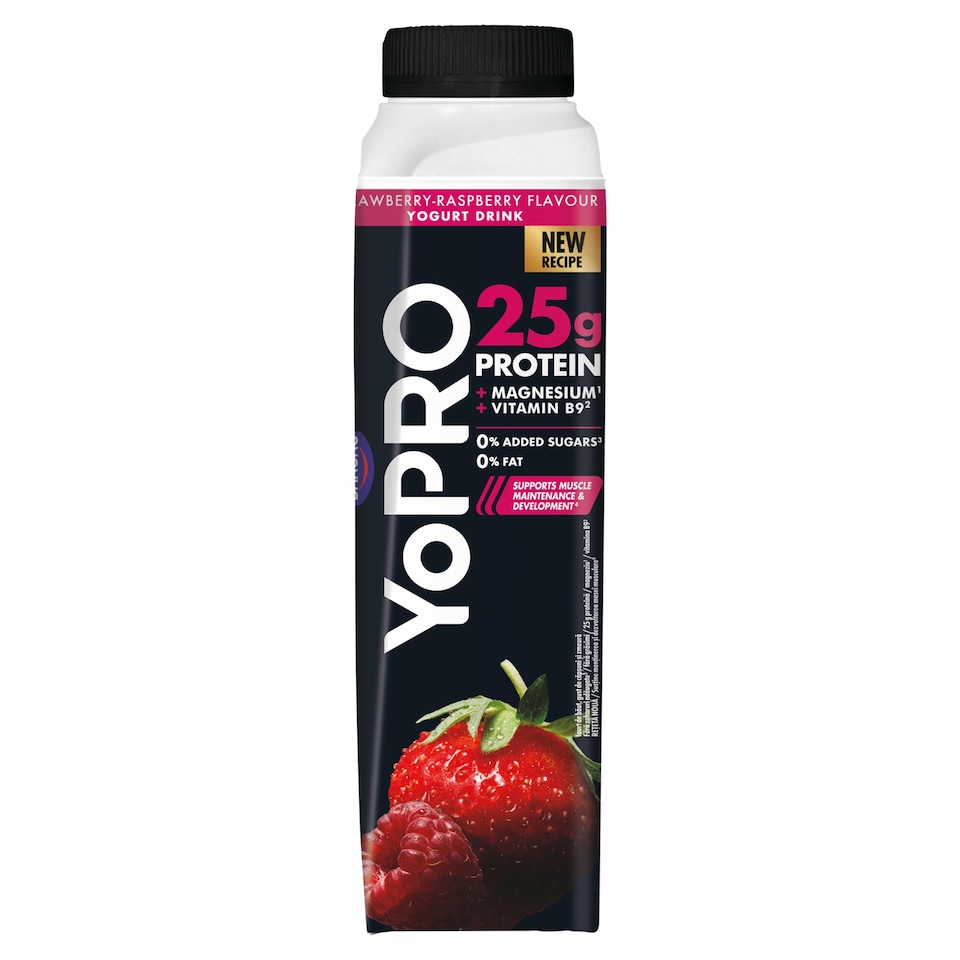 YoPro Jogurtový nápoj s příchutí jahody a maliny 300g