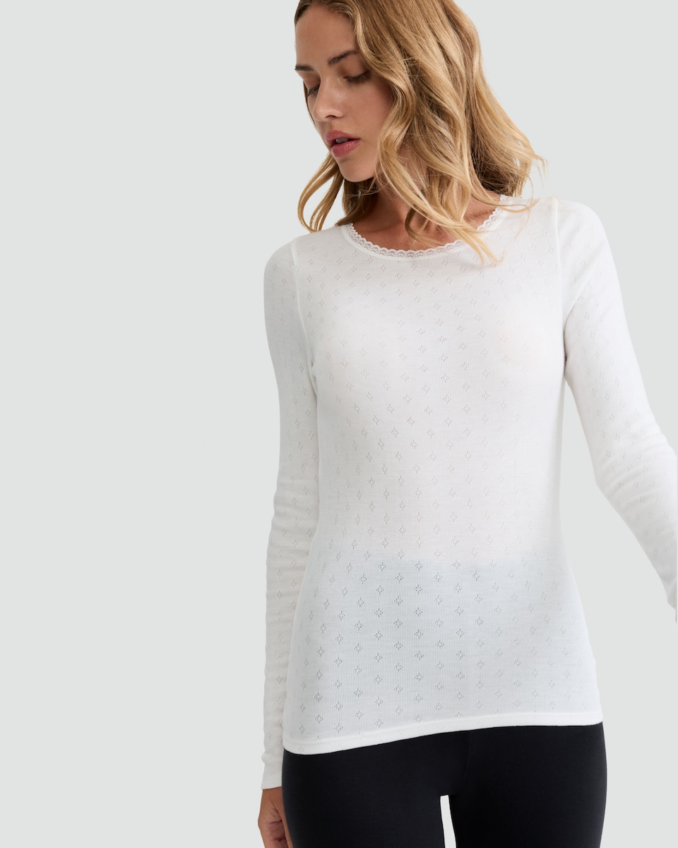 image 1 of F&F WARMPLUS™ Medium Warmth 2-Pack Long Sleeved Pointelle Thermal Tops in Neutral