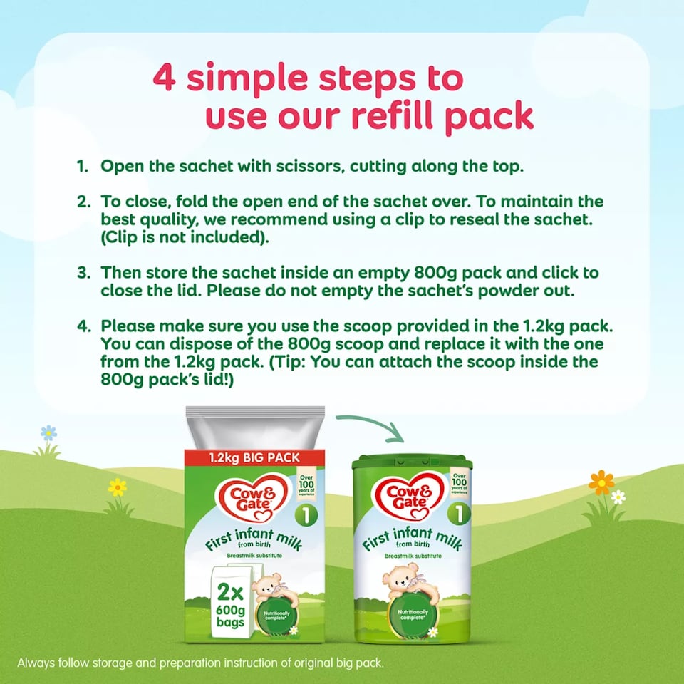 image 1 of Cow & Gate 1 First Infant Baby Milk Formula Powder from Birth Big Pack 1.2kg