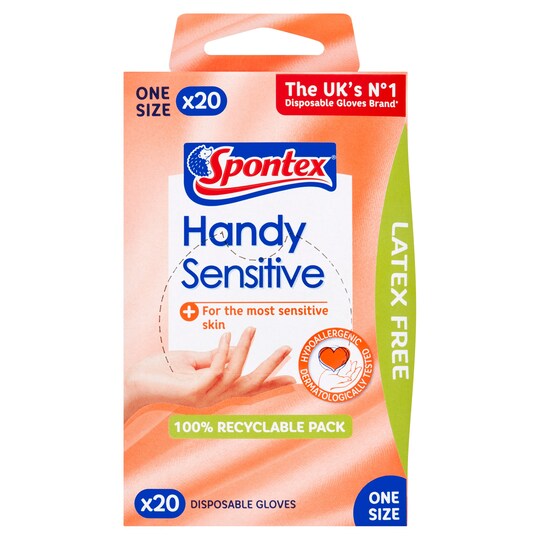 Spontex Handy Sensitive Disposable Gloves 20 Pack Tesco Groceries