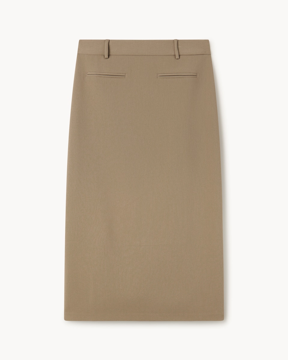 image 1 of F&F Tailored Midi Pencil Skirt in Tan