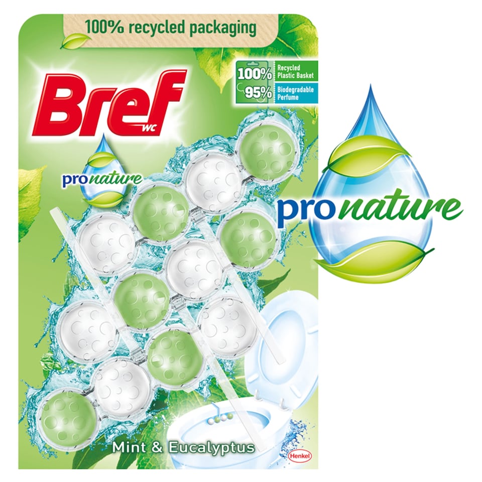 image 1 of Bref Pro Nature Mint & Eucalyptus tuhý WC blok 3 x 50 g