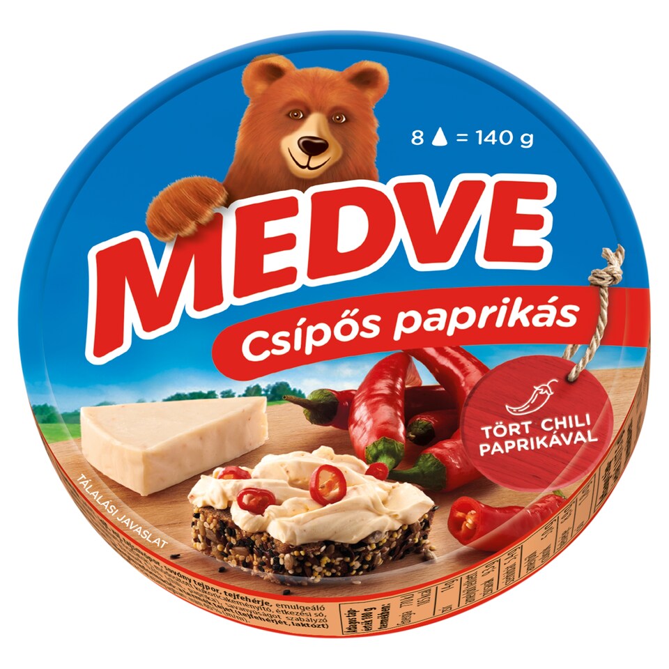 Medve csípős paprikás kenhető, félzsíros ömlesztett sajt 8 x 17,5 g (140 g)