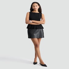 F&F Pleated Sleeveless Peplum Top in Black