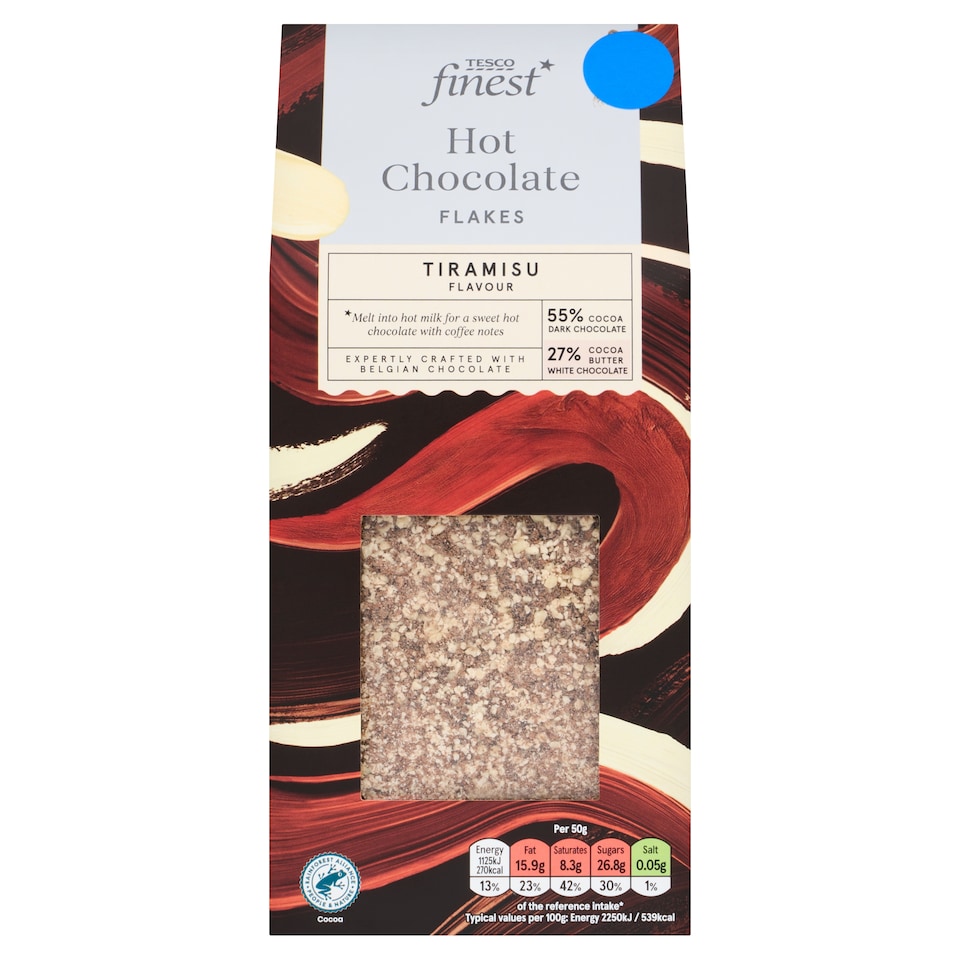 Tesco Finest Tiramisu Flavoured Hot Chocolate Flakes 250g