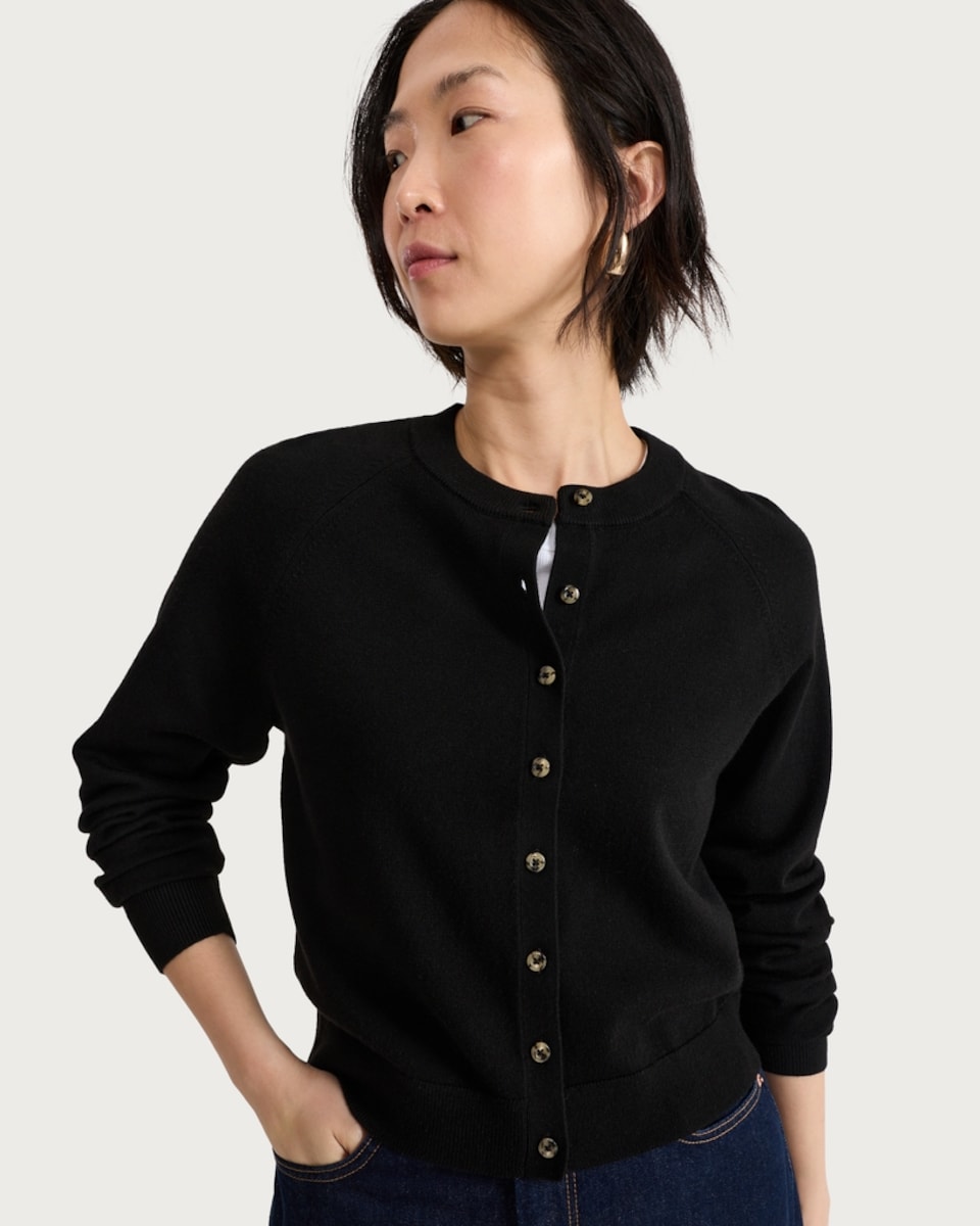 image 1 of F&F Knitted Button Up Long Sleeved Cardigan in Black