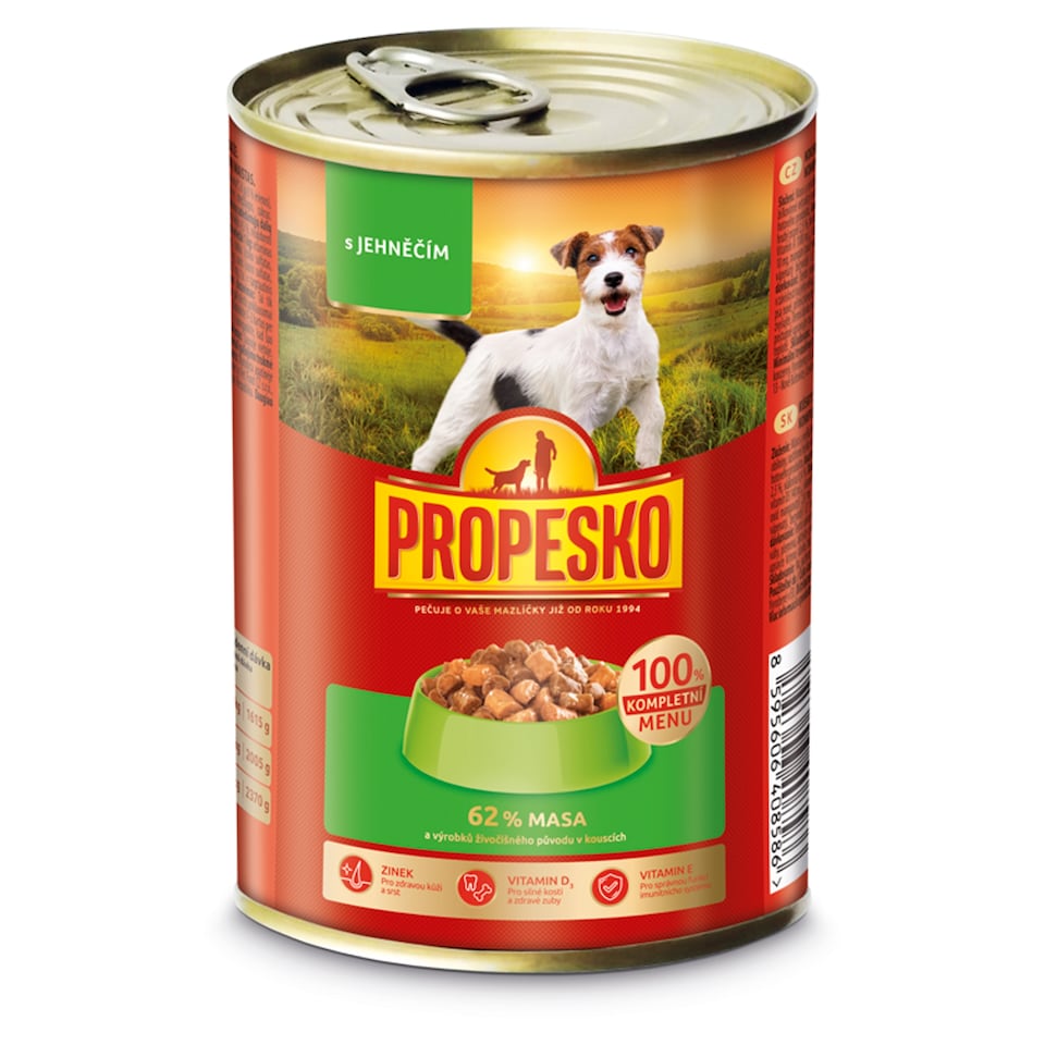 Propesko Kompletné krmivo pre dospelé psy kúsky s jahňacinou v omáčke 415 g