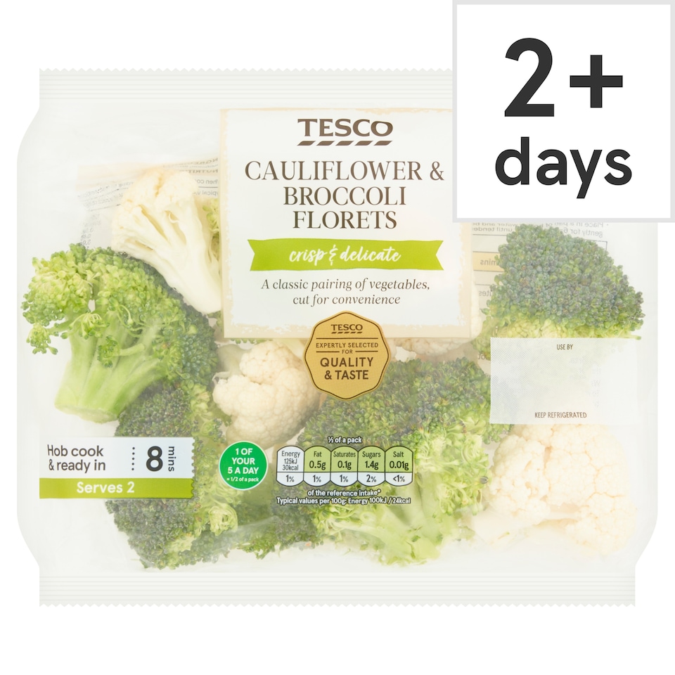 Tesco Cauliflower & Broccoli Florets 250g