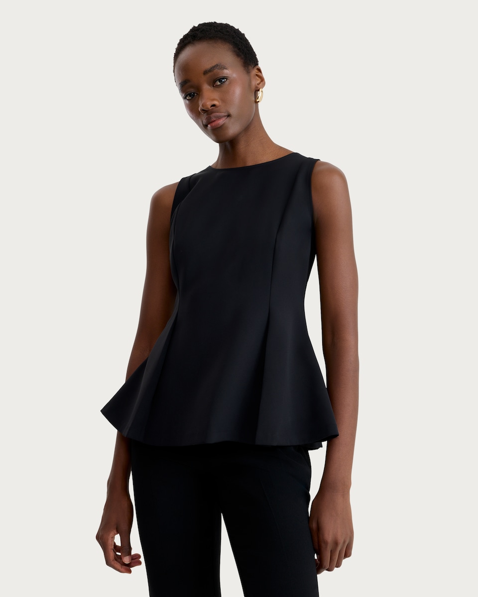 image 1 of F&F Sleeveless Peplum Top in Black