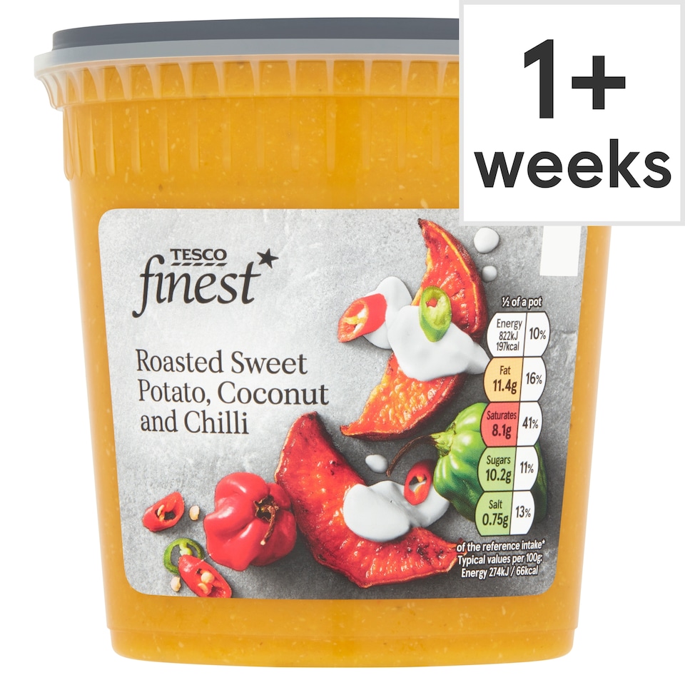 Tesco Finest Sweet Potato Coconut & Chilli Soup 600G