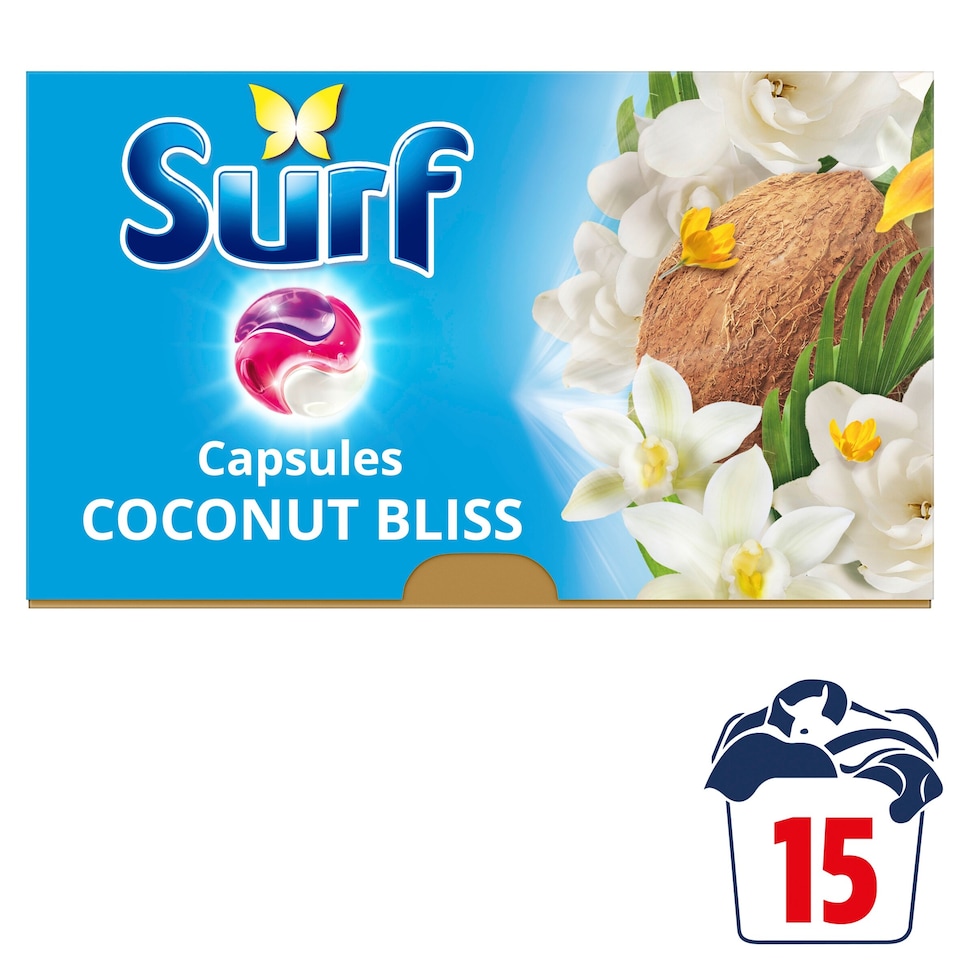 image 1 of Surf 3 In 1 Coconut Bliss Washing Capsules 15 Washes 259.5g