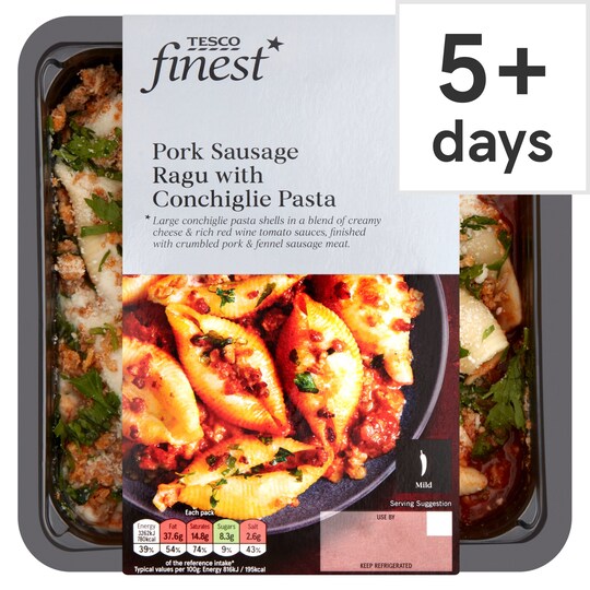 Tesco Finest Pork Sausage Ragu With Pasta 400G Tesco Groceries
