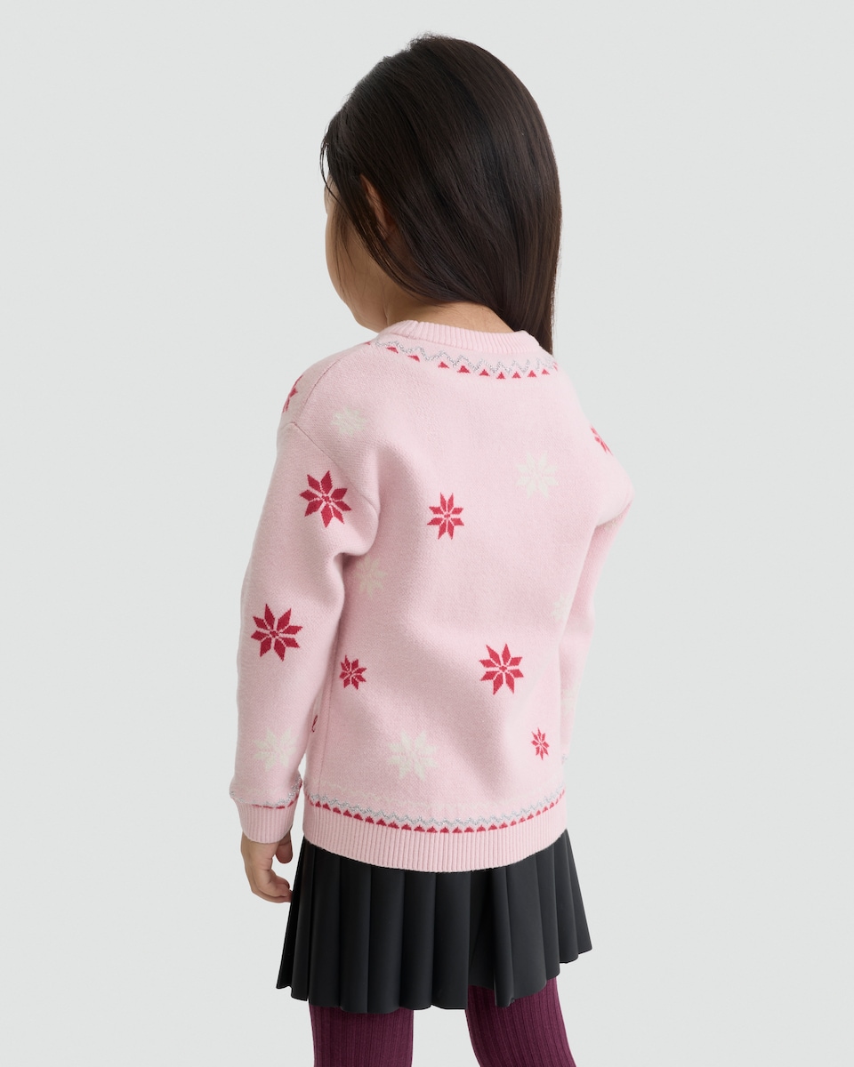 image 1 of Bluey Seasonal Fun Print Knitted Jumper in Pink
